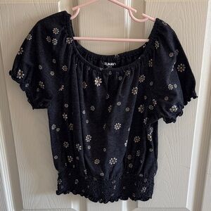 Old Navy Navy Blue Floral Blouse